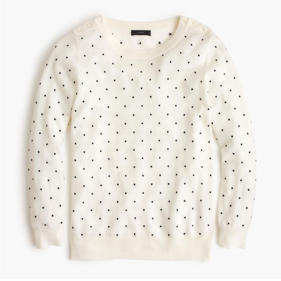 J. Crew Sweaters - J.Crew Tippi Polka Dot Merino Wool Sweater Ivory Black Size S